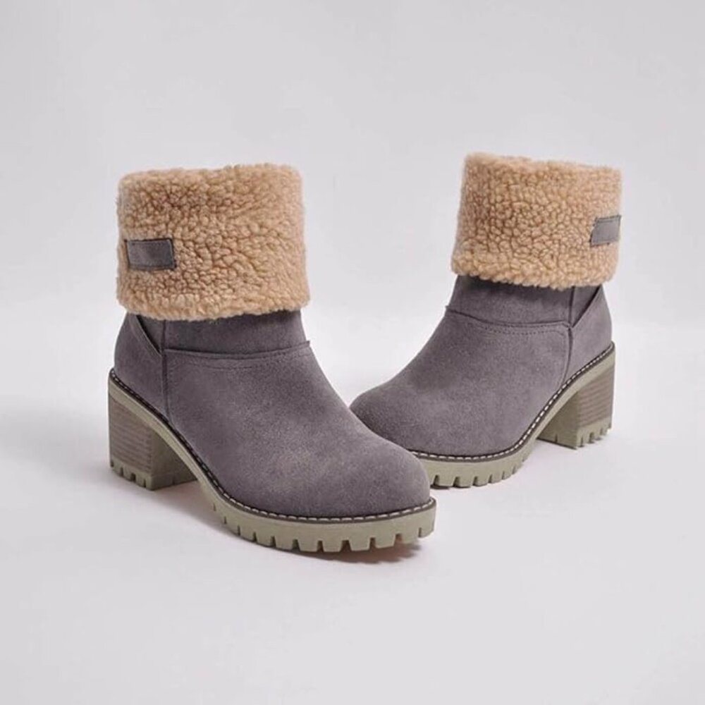 Kpoplk Winter Slip On Snow Boots Waterproof - Gray
